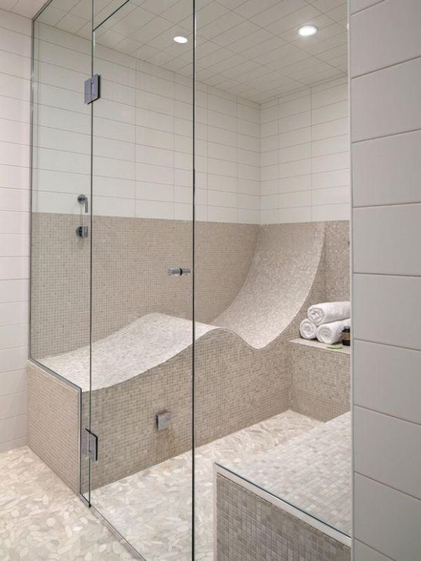 an image of a shower in the bathroom with glass walls and flooring on it