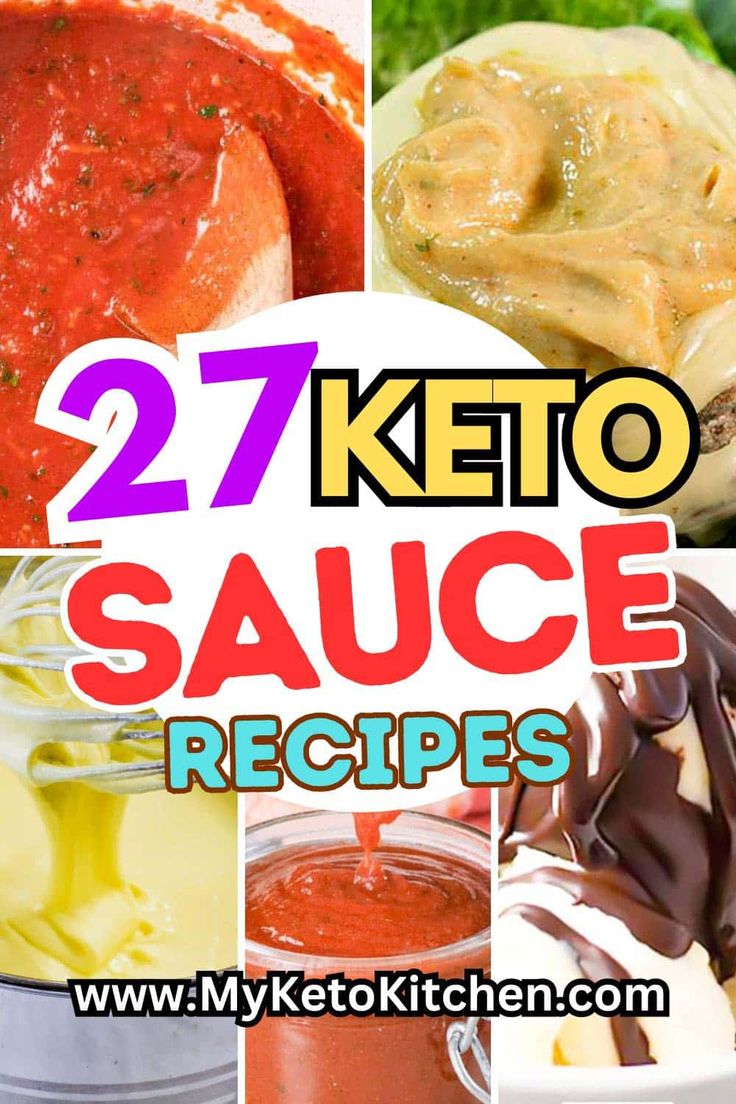 ketchup sauce recipe collage with the words, 27 keto sauce recipes