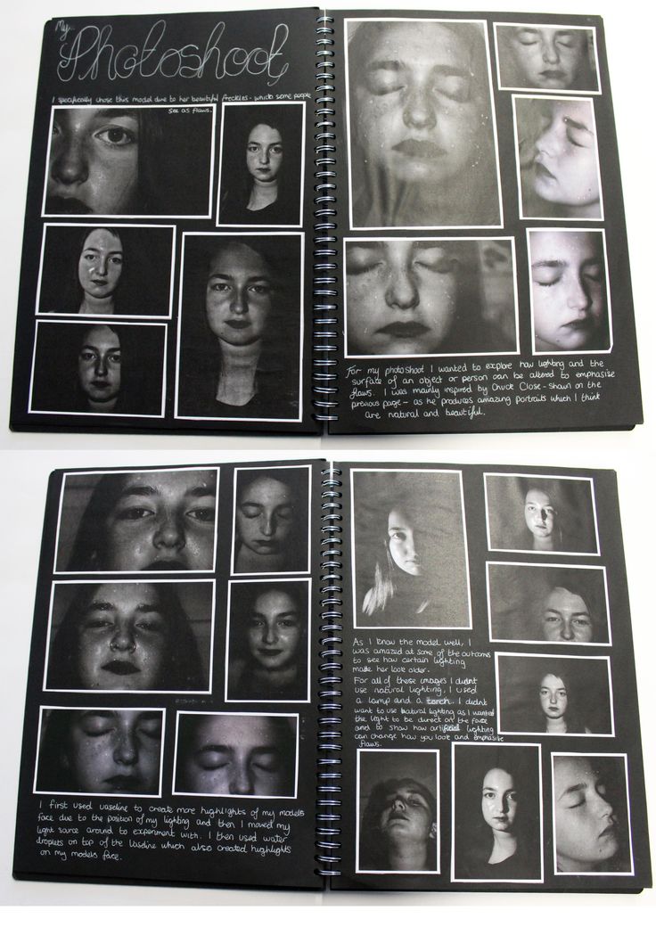 two black and white books with pictures of people's faces on the pages, one is