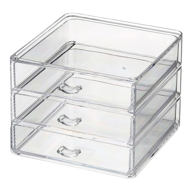 three drawers are stacked on top of each other in the same drawer, one is empty