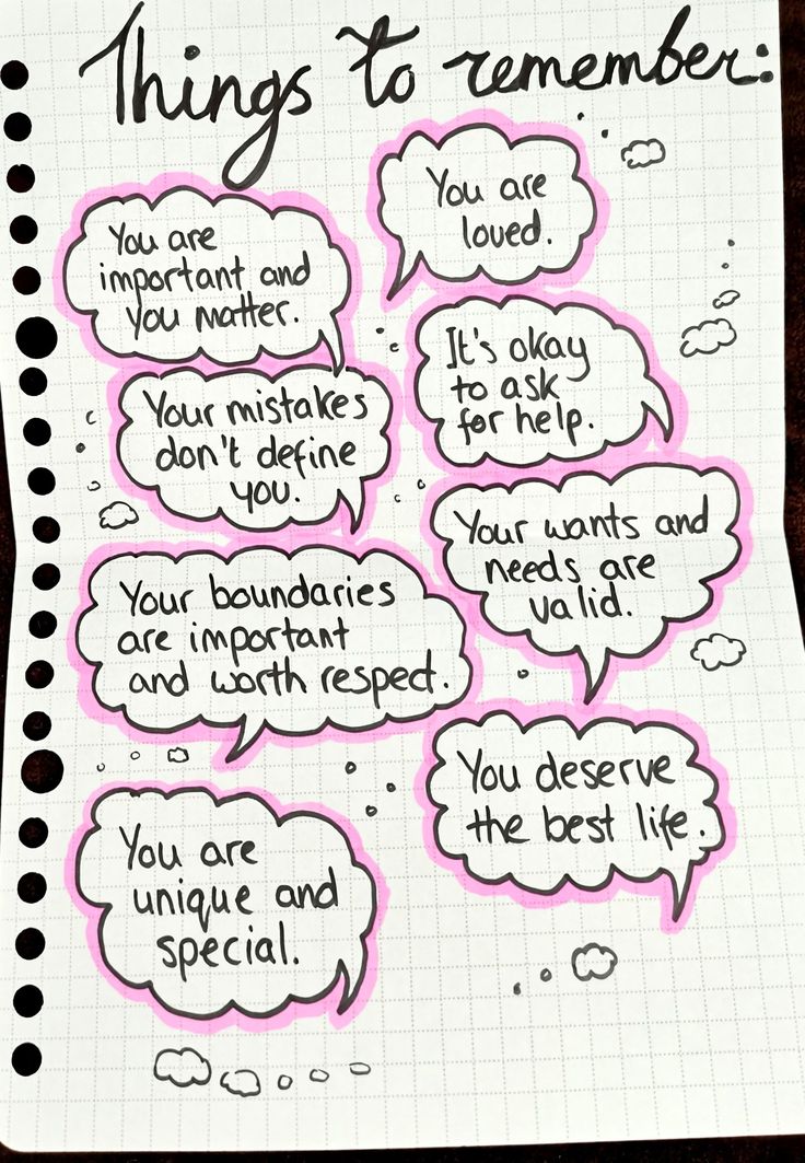 a notebook with some writing on it that says, things to remember you are important and you