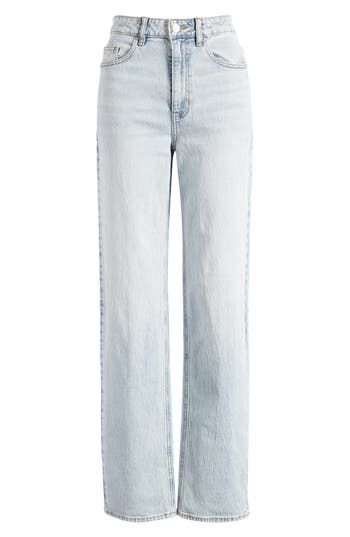 Roomy jeans are cut with a hint of stretch and turned to the perfect shade of sunbaked fade. 99% cotton, 1% spandex Machine wash, tumble dry Imported Light Grey Straight Jeans, Washed Blue High Rise Relaxed Jeans, Light Wash Mid-rise Cropped Jeans, High Rise Straight Fit Jeans For Spring, Spring High Rise Straight Fit Jeans, Faded Jeans With Frayed Hem In Rigid Denim, Washed Blue Straight Leg Jeans With Frayed Hem, Washed Blue High Rise Relaxed Fit Jeans, High Rise Washed Blue Relaxed Fit Jeans