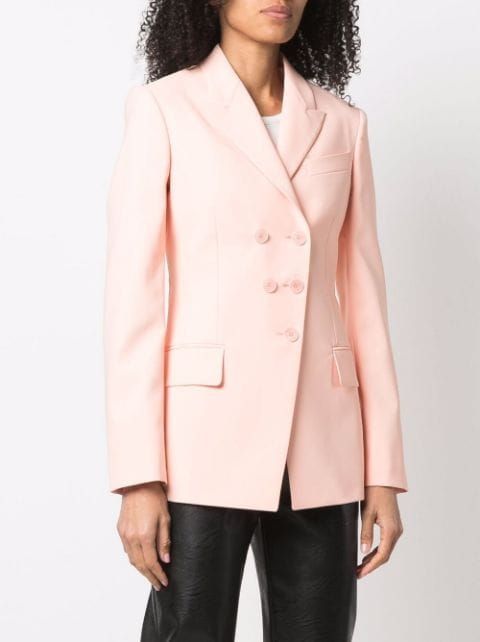 Shop Stella McCartney double-breasted tailored blazer with Express Delivery - FARFETCH Pink Double Breasted Notch Lapel Suit For Work, Pink Double Breasted Suit With Notch Lapel For Work, Pink Blazer With Suit Collar And Buttons, Tailored Pink Blazer With Buttons, Pink Double-breasted Blazer, Pink Double-breasted Blazer For Office, Pink Business Blazer With Button Closure, Pink Double-breasted Blazer For Work, Pink Double-breasted Blazer With Lapel Collar