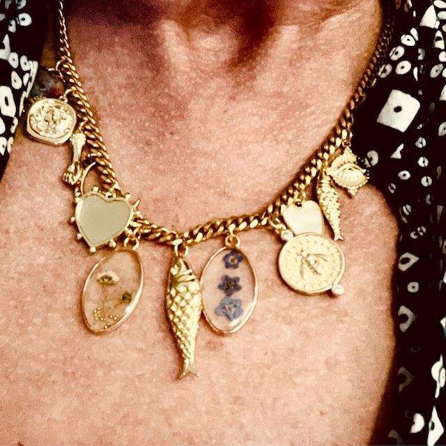 CHARM NECKLACE, FOURTEEN Charms, Fish Charm Necklace, Gold Charm Necklace, Bee Charm Necklace, Layering Necklace - Etsy Hand Knotted Necklace, Turquoise Heart, Necklace Chunky, Providence Ri, Necklace Layering, Gold Charm Necklace, Bee Charms, Amethyst Bracelet, Layering Necklace