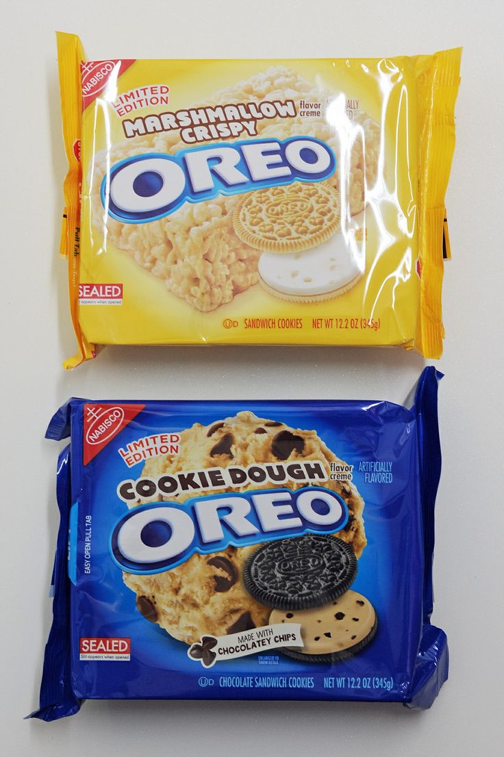 two bags of oreo cookies sitting next to each other