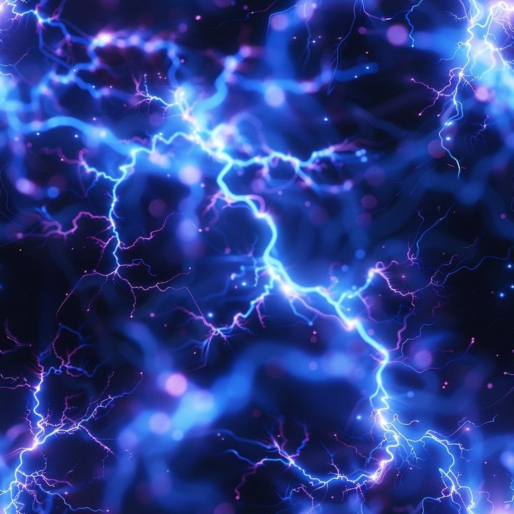 blue and purple lightning streaks against a black background