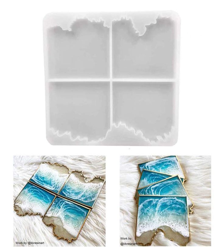 an ice tray with four different designs on it