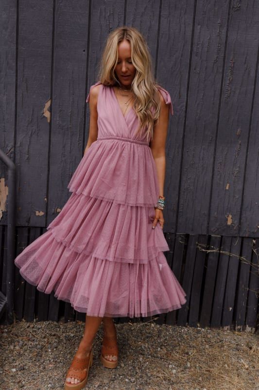 Boho Ballerina Tiered Tulle Dress - Mauve | Three Bird Nest Boho Holiday Outfits, Boho Cocktail Dress, Tiered Tulle Dress, Aliexpress Dresses, Black Tie Wedding Guest Dress, Tulle Straps, Boho Prom, Black Tie Wedding Guests, Three Bird Nest