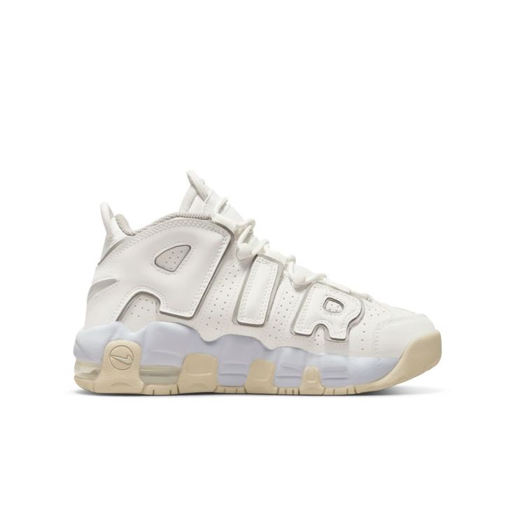 BOLD RETRO HOOPS STYLE.The Nike Air More Uptempo is all about the A-I-R! These play-ready shoes were in a league of their own in the '90s, and now you can blaze your own trails for the next generation with the swag of a legend and Air cushioning that lasts all day.Original LookThis shoe first dropped in the '90s and was made popular by championship-winning teams. Its iconic design was inspired by the era's “larger than life” trends, including oversized cars and jeans.Old-School DesignThe real an Nike Throwback Basketball Shoes With Round Toe, White Throwback High-top Skate Shoes, Throwback High-top Basketball Shoes For Light Sports, White High-top Throwback Skate Shoes, White High-top Throwback Sneakers, Throwback White High-top Sneakers, Retro Sneakers With Air Cushioning For Streetwear, White High-top Sneakers With Round Toe, Throwback Style, White Throwback High-top Sneakers