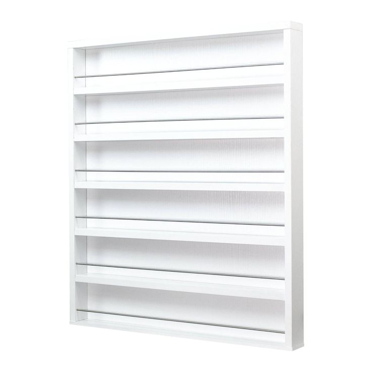 a white shelf with six shelves on each side and one section closed to show the bottom