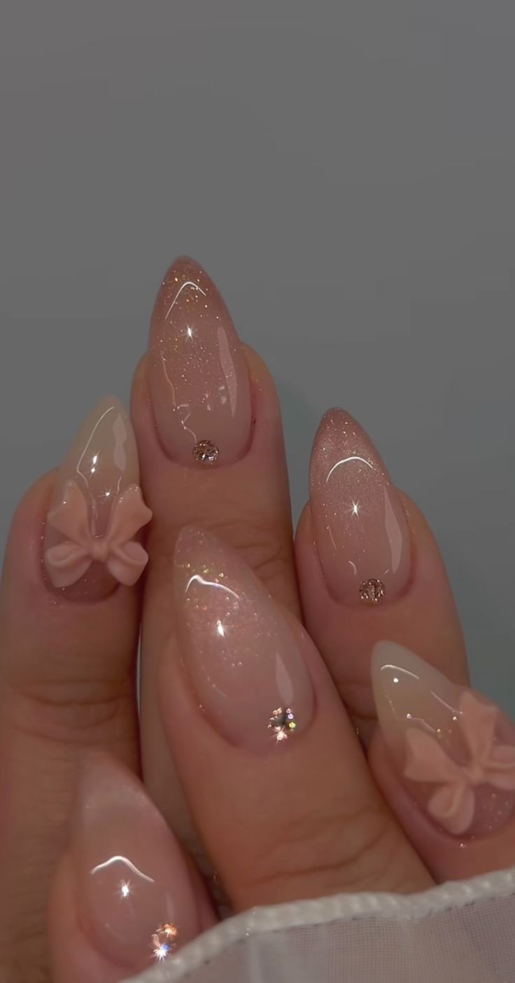 Sweet 16 Nails, Room Inspired, Hello Nails, Glittery Nails, Wedding Nail, Girly Acrylic Nails, Blush Nails, Pretty Gel Nails, Cute Acrylic Nails