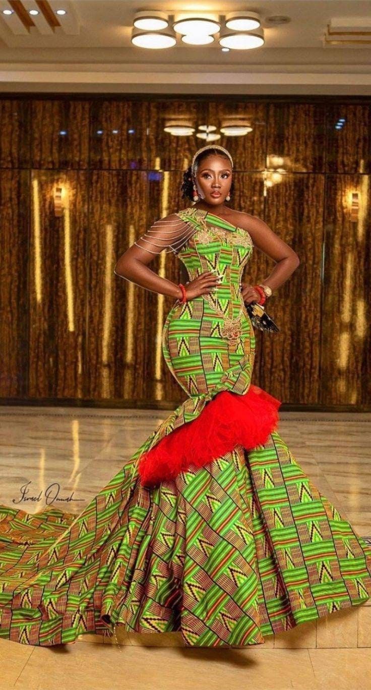 This beautiful African Ankara outfit  is Made of 100% quality wax ankara fabric suitable for all types of events. You can add your design, customization or personalize it. It can be made in different colors of fabric of your choice, style and design. You can also send us pictures of a design of your choice, for custom order.  We recommend that you provide your exact body measurement to ensure perfect fit, bust, waist, hips, across shoulder and dress length measurements in the note to seller section when you order or send in a US size chart.  Production takes 2-3 weeks while shipping takes 3-5 days We ship all our clothes by DHL Express delivering your item in 3-5 days after shipping. Traditional Ankara Fabric Dress For Wedding, African Wedding Dress Ankara, Ankara Prom Dress, Prom Dress African, African Mermaid, African Bridal Dress, Ankara Long Gown, Dress Ankara, African Prom Dresses