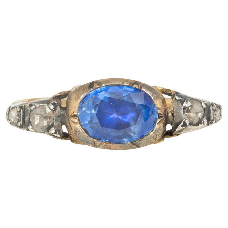 Antique Georgian Foiled Sapphire and Rose Diamond Ring in Gold and Silver For Sale at 1stDibs Rose Diamond Ring, Georgian Ring, Rose Diamond, Georgian Jewelry, Live Model, Historical Jewellery, Gold Face, Sapphire And Diamond Ring, Size Difference