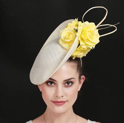 Find ideas๏ฟฝand inspiration for Fancy England Wedding Cocktail Fascinator Stylish Flower Big Hat Hair Accessory, Womens Accessories Hair Fascinators, White Fascinator, Women Fedora, Derby Hats Fascinators, Occasion Hats, Derby Fascinator, Fascinator Hairstyles, Flower Fascinator, Hat Hair