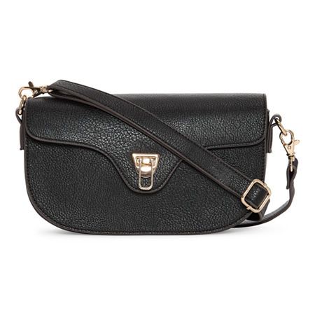 This Liz Claiborne women's Brielle flap shoulder bag is designed to be fashionable and functional, making it a must-have for your everyday collection. It's crafted from faux leather with gold-tone hardware and features interior pockets, a stylish flip-lock closure at the front, and an adjustable and removable crossbody strap. Closure Type: Flip LockPockets: 1 Back Slip Pocket, 1 Front Zip Pocket, 1 Front Slip PocketMetal Color: Gold ToneMeasurements: 2.5 Depth/Inches, 5 Height/Inches, 9 Width/In Flap Shoulder Bag, Shoulder Bag Black, Liz Claiborne, Crossbody Strap, Handbag Accessories, Shoulder Bags, Zip Pockets, Fashion Shoes, Women Handbags