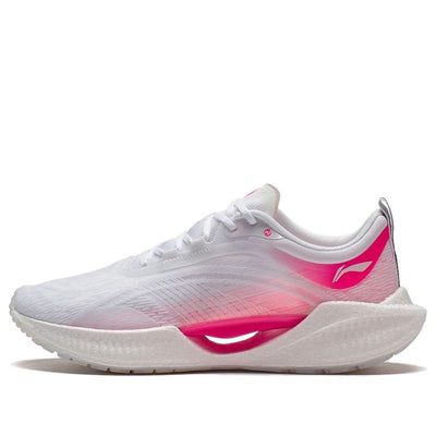 a white and pink running shoe on a white background