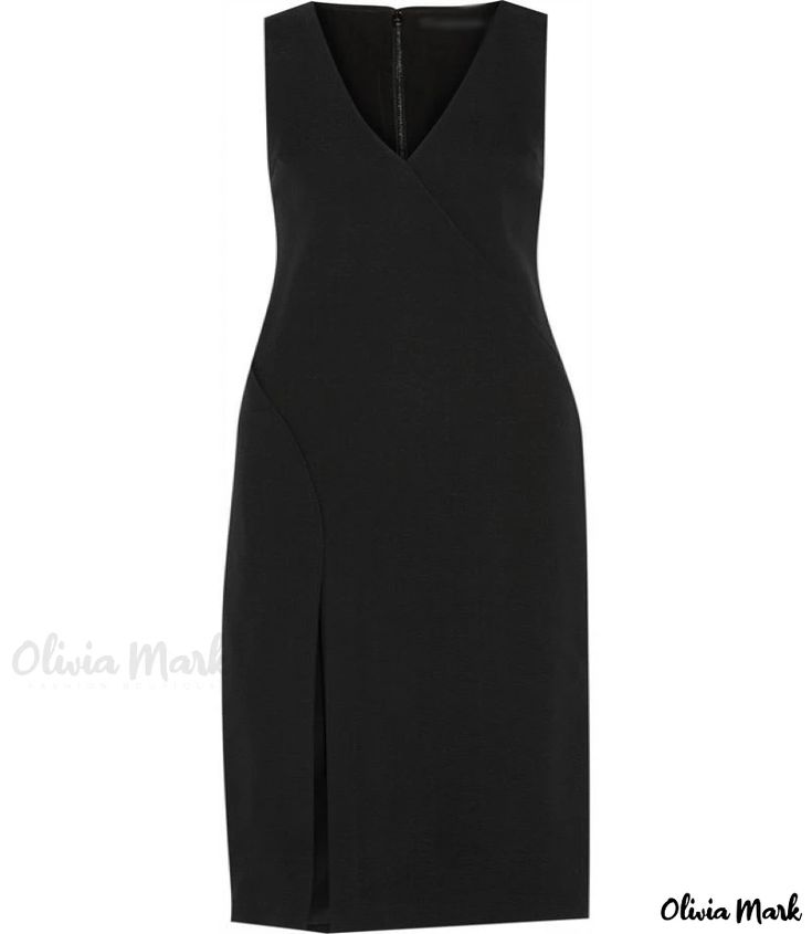 Olivia Mark - Maxivestido negro sin mangas con cuello abierto y monocromo Sleeveless Sleek Mini Dress For Spring, Sleek Sleeveless Mini Dress For Spring, Sleek Black Sleeveless Mini Dress, Sleek Sleeveless Dress For Night Out, Sleeveless Sleek Dresses With Flattering Silhouette, Sleek Sleeveless Evening Dress, Sleek Sleeveless Knee-length Dress For Night Out, Sleek Sleeveless Mini Dress For Cocktail, Sleeveless Sleek Midi Dress For Work