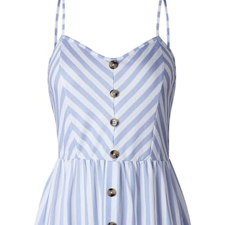 This Pretty Stripped Sun Dress Goes Perfect With Sandals For Beach Or Heels For Party Material: 85% Polyester+15% Cotton. This Women's Dress Is Made Of High Quality Material Which Is Wrinkle Free And Flowy! Note: The Buttons Are Not Functional. Heels For Party, Sandals For Beach, Cotton Poplin Dress, Boden Women, Blue Summer Dresses, Bow Detail Dress, Poplin Dress, Flutter Sleeve Dress, Sun Dress