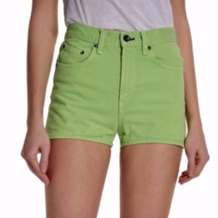 Nothing Says Outdoor Picnics Or Casual Warm-Weather Weekends Like High-Waist Denim Shorts In A Vibrant Green Hue. - Zip Fly With Button Closure - Five-Pocket Style - High Waist - Denim Construction - Made In Usa - 100% Cotton Brand New Without Tags Green High-waisted Cotton Jean Shorts, Green Cotton Jean Shorts, Green Cotton Jean Shorts For Spring, Trendy High Rise Green Shorts, Trendy High-rise Green Shorts, Green High Waist Cotton Jean Shorts, High Waist Green Cotton Jean Shorts, High-waisted Green Cotton Jean Shorts, High-waist Green Jean Shorts