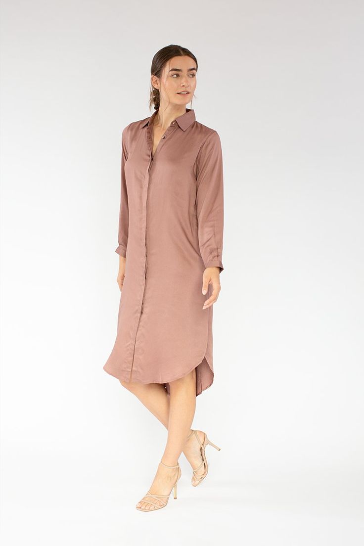 Essential Shirt Dress-Neu Nomads Relaxed Fit Maxi Shirt Dress For Daywear, Long Dresses With Pockets For Day Out, Summer Workwear Long Maxi Dress, Summer Workwear Maxi Dress, Long Sleeve Maxi Dress With Pockets For Day Out, Elegant Loungewear Dress In Solid Color, Chic Flowy Shirt Dress For Daywear, Long Summer Maxi Dress For Work, Casual Long Sleeve Dresses With Side Slits