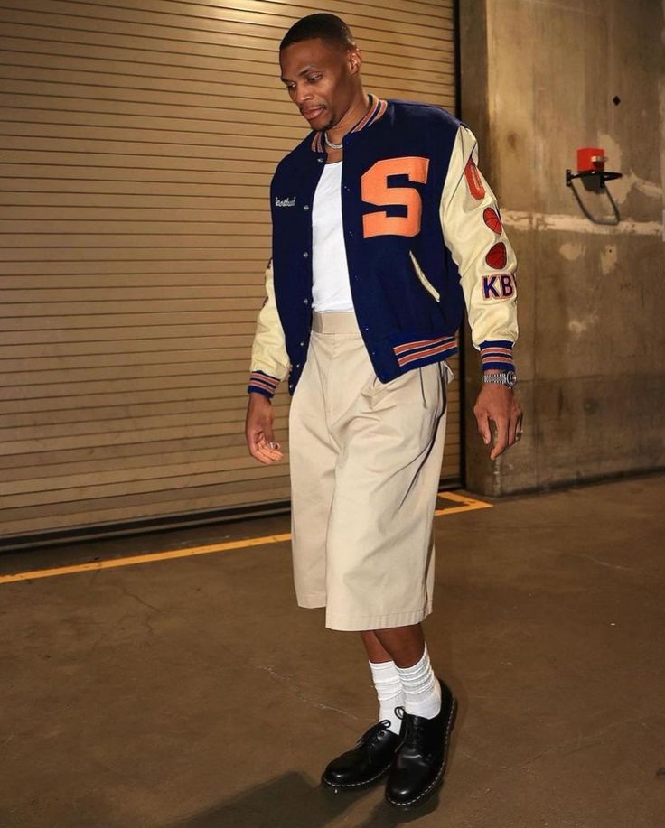 LeagueFits on Instagram: “varsity.” Russell Westbrook Outfits, Varsity Jacket Outfit Mens, Westbrook Outfits, Bae Outfits, Athletes Outfits, Nba Fits, Varsity Jacket Outfit, Stefon Diggs, Nba Fashion