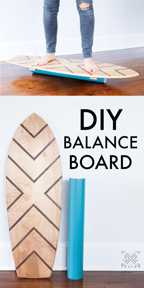 a person standing on top of a surfboard with the words diy balance board