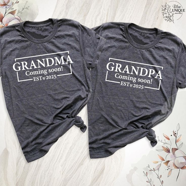 Grandma Grandpa Coming Soon Shirt, Pregnancy Announcement T-Shirt, Grandma Grandpa To Be Tee, Custom Grandma Shirt, New Grandparents Outfits. Grandma Grandpa Coming Soon Shirt - This adorable "Grandma Grandpa Coming Soon" t-shirt is the perfect gift for soon-to-be grandparents. With its special design, it will excite new parents and adds a personal touch with its customizable feature. Ideal for announcing a pregnancy or choosing a gift for new grandparents. Order now and make this special moment Grandpa To Be, New Grandparents, Grandma Shirt, New Grandma, Grandma Shirts, Grandma And Grandpa, Unique Boutique, New Dads, Grandpa Gifts