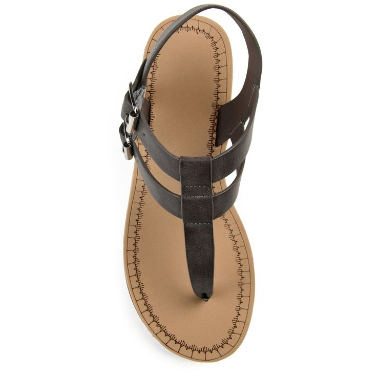 Take the effort out of dressing up during this warm weather season with the Bianca sandal by Journee Collection. This sandal features a colored wedge and a soft cushioned insole. The dual buckle design and heel strap finish off this unique design. At Journee Collection, our sandal styles are going to be perfect for any occasion. Whether that be a formal, business, or casual dress, these sandals will be a perfect match. Brown Synthetic T-strap Sandals With Toe Post, Brown Synthetic Toe Post T-strap Sandals, Brown Toe Post T-strap Sandals, Leather Toe Post Wedge Sandals With Buckle Closure, Brown Flat Heel T-strap Synthetic Sandals, Brown Flat Heel Synthetic T-strap Sandals, Brown Synthetic Flat Heel T-strap Sandals, Adjustable Flat Wedge Sandals With Textured Footbed, Adjustable Toe Post Leather Wedge Sandals