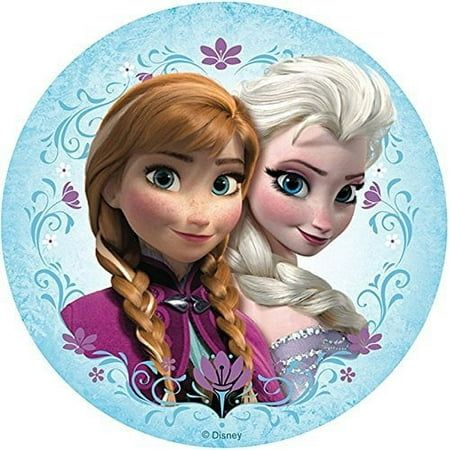 the frozen princesses are hugging each other in front of a blue circle with an image of them