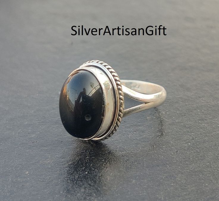 Natural Black Onyx Ring- Handmade Silver Ring-925 Sterling Silver Ring-Oval Black Onyx Ring-Gift for her-all month Birthstone, gift for mom Benefits of wearing Onyx Helps in overcoming conflicts in life. Makes you confident and meet inner-self. Removes fear and boosts confidence. It helps in building strength and enhancing inner self. Makes you a wiser person. It brings spiritual inspiration. It heals you emotionally and mentally. Handmade Oval Onyx Rings, Adjustable Onyx Rings For Gifts, Adjustable Onyx Rings As Gift, Adjustable Onyx Rings For Gift, Elegant Black Oval Nickel-free Jewelry, Nickel-free Black Oval Jewelry, Oval Onyx Rings For Anniversary, Handmade Black Oval Jewelry, Anniversary Black Cabochon Rings