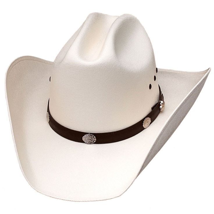 Western Cattleman Style - With Silver Concho Design Material: Plastic Straw Elastic Band For Stretch Fit Authentic Style Elastic Sizing: S/M = 6 3/4 - 7 1/8 L/Xl = 7 1/4 - 7 5/8 Kids One Size Fit All = 6 5/8 - 7 1/8 (Average 6 7/8 - 22" Head Circumference) White Fitted Hat Bands For The Beach, White Fitted Hat Band For Beach, White Western Felt Hat For The Beach, Classic White Felt Hat For Beach, Classic White Adjustable Felt Hat, White Wide Brim Felt Hat For Rodeo, Country Style White Felt Hat For The Beach, Country Style White Felt Hat For Beach, White Country Style Felt Hat For The Beach