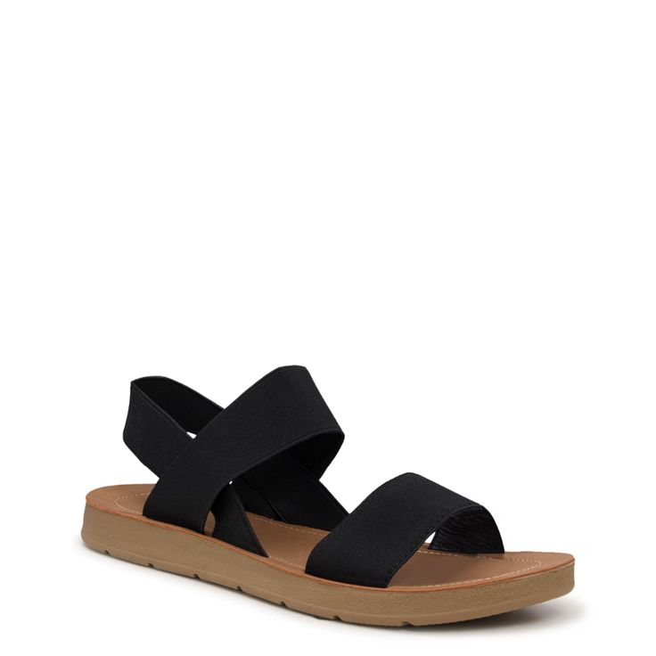 Kelly & Katie Aria Flat Sandal | DSW Canada Black Slip-on Sandals With Adjustable Strap, Adjustable Cushioned Slingback Slip-on Sandals, Synthetic Slingback Sandals For Vacation, Black Strappy Sport Sandals For Spring, Vacation Synthetic Slingback Sandals, Black Flat Sandals With Adjustable Straps, Adjustable Flat Slingback Sandals, Black Footbed Sandals With Adjustable Straps For Summer, Black Sandals With Adjustable Straps For Beach