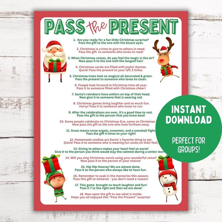 a printable christmas pass for the present