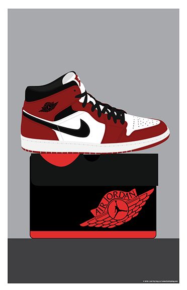 The iconic Air Jordan Sneaker 1 sneaker pictured on the original box. This is the perfect gift for any sneaker head! 11x17 Digital Print 80 lb Strathmore Cover (thick paper) Unsigned 18x24 and Larger Giclee Print 60 lb Super Heavyweight Matte Paper Signed by the Artist Acid Free, HP premium Matte 100lb cover, Brilliant white FSC certified paper Shipped in our custom protective corrugated tube Larger prints are individually printed as a Giclee print on high quality paper using 12 color HP Viviera Sneaker Gala, Air Jordan 1 Chicago, Chicago Poster, Jordan Sneaker, Shoes Sneakers Jordans, Biggie Smalls, Sneaker Art, 90s Hip Hop, Canvas Painting Designs