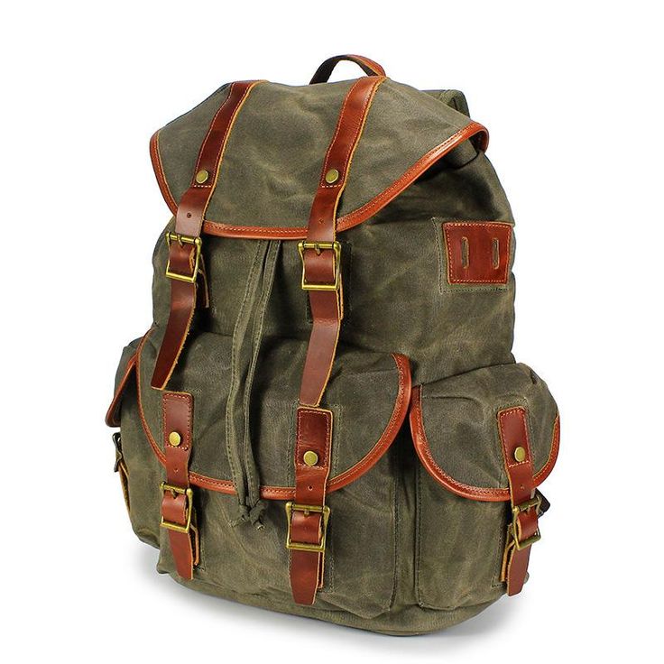 Waxed Canvas Rucksack for 17" Laptop Functional Large Capacity Backpack For Hiking, Practical Hiking Backpack With Functional Pockets, Outdoor Flap Backpack With Pockets, Backpack With Pockets For Outdoor Activities, Green Backpack With Multiple Pockets For Everyday Use, Utility Travel Backpack With Adjustable Strap, Casual Leather Backpack With Flap And Adjustable Strap, Utility Travel Backpack, Outdoor Activity Backpack With Pockets