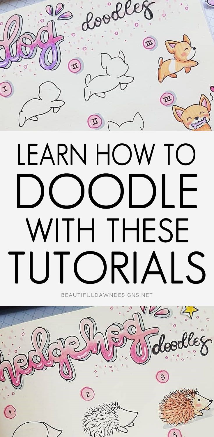 the words learn how to doodle with these animals on paper and then cut out