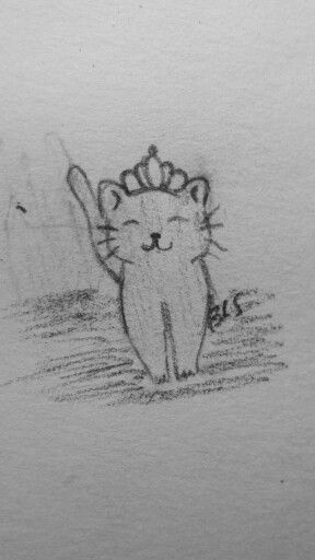 a drawing of a cat with a crown on its head