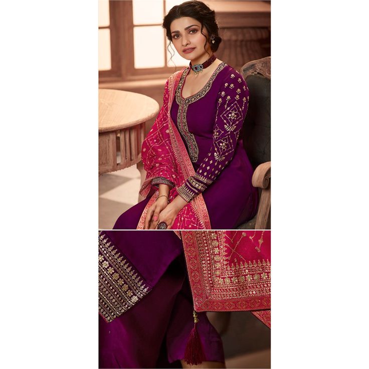 Fabric Details :- Top :- Satin Georgette + Embroidery Work Sleeves :- Georgette + Embroidery Work Bottom :- Santoon Inner :- Santoon Dupatta :- Chinon + Embroidery + 4 Side Lace Border Work :- Heavy Embroidery Work Style :- Salwar Kameez Plazzo Pant Suits Type :- Ready to Wear Wash :- First Time Dry Clean Length :- Max up 44" to 46" Inches ..... If you want the length shorter, then please inform us within 24 hours after the order. Black Pakistani Dress, Indian Dresses Online, Salwar Dress, Dress Salwar Kameez, Indian Dress, Custom Size Dresses, Pakistani Outfits, Online Dress Shopping, Pakistani Dresses