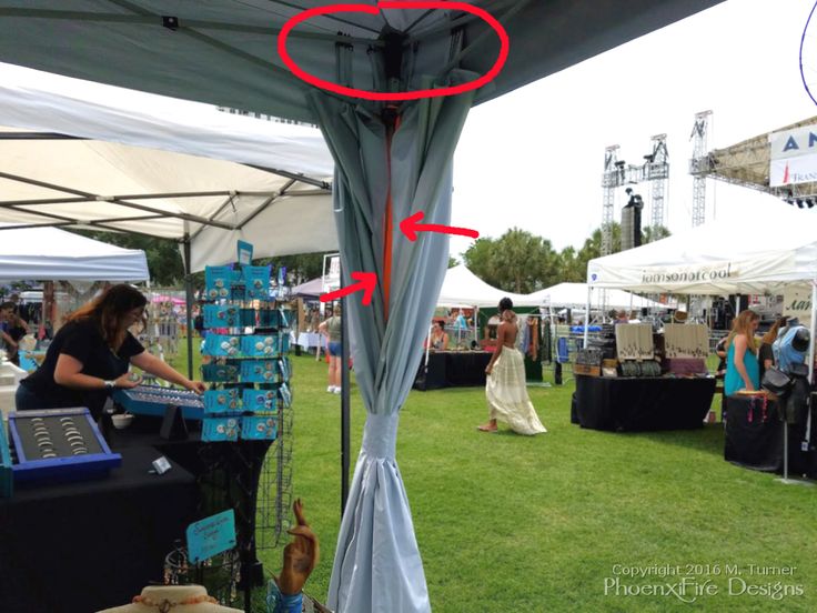 an outdoor event with tents and people in the background looking at items on display for sale