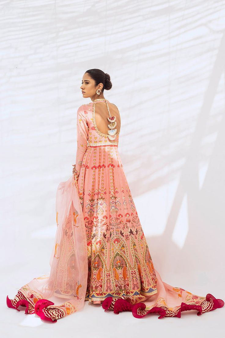 Mirha – Sania Maskatiya International Designer Pink Salwar Kameez With Printed Motifs, Traditional Pink Sharara With Printed Motifs, Pink Salwar Kameez With Printed Motifs, Pink Sharara With Printed Motifs And Traditional Drape, Pink Chanderi Choli With Resham Embroidery, Pink Resham Embroidery Choli In Chanderi, Chanderi Lehenga With Printed Motifs For Wedding, Pink Lawn Suit For Navratri Festivities, Pink Lawn Suit For Navratri Festive Occasions