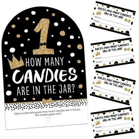 black and gold candy bar wrappers with the words how many candles are in the jar?