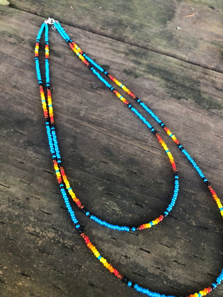 Two strand layering piece necklace. Electric blue. 90s Necklace, Coos Bay, Diy Necklaces, Western Necklaces, Beaded Necklace Designs, Beaded Jewlery, Beaded Necklace Diy, Bead Necklaces, Beads Bracelet Design