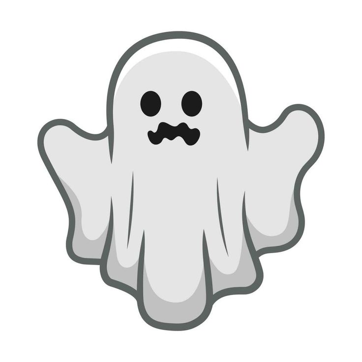 a white ghost with black eyes and a mustache