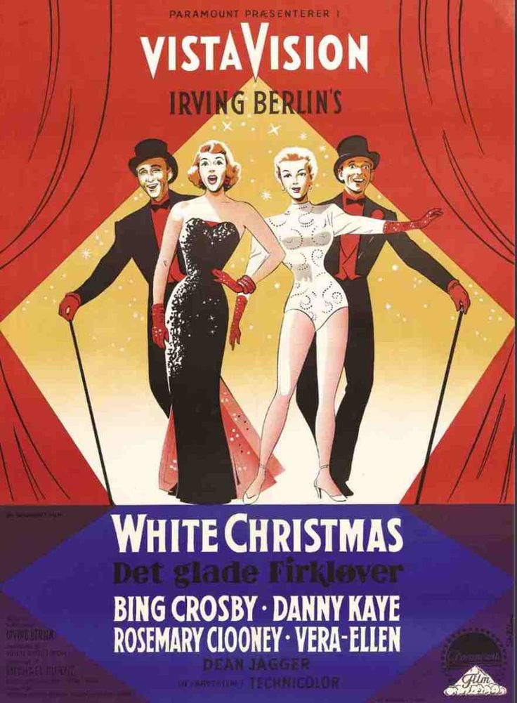 a poster for the movie white christmas with three women dressed in evening gowns and one man