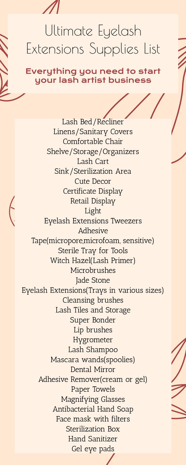 Everything you need to start your eyelash extensions business for beginner lash artists. Starting your lash business requires an investment in training, supplies, time and effort so get yourself set up for success with this list. #eyelashextensions Eyelash Extensions Business, Lash Extension Business, Eyelash Studio, Eyelash Extensions Salons, Lash Extension Training, Lash Lounge, Lash Extentions, Eyelash Extension Training, Lash Quotes