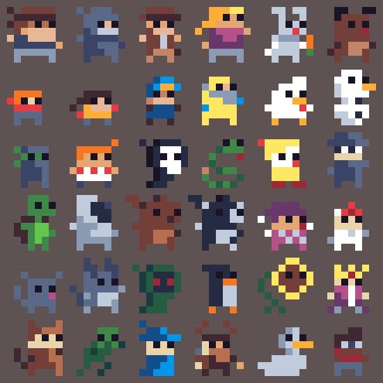 an image of pixel art with many different faces