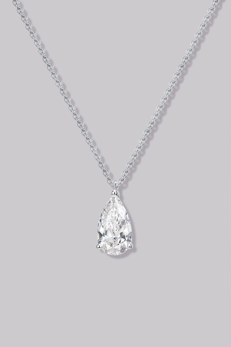 Solitaire Pear Diamond Necklace (1ct) - APM Monaco Pear Diamond Necklace, Apm Monaco, Pear Diamond, 1 Carat, Colored Diamonds, Lab Grown Diamonds, Diamond Necklace, Pear, Fine Jewelry