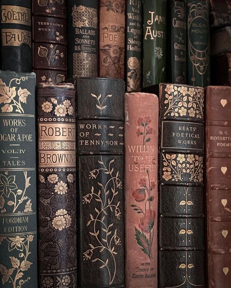 many old books are lined up on the shelf