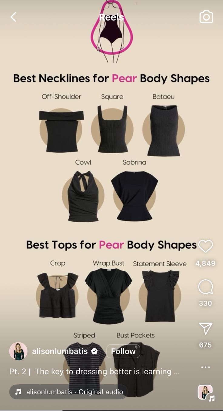 Peach Shaped Body Outfits, Tops For Pear Body Shape, Body Shape Pear Outfits, Dressing For Your Body Type Pear, Pear Shape Style Outfits, How To Dress A Pear Shaped Body Style, How To Dress Pear Shape, Pear Shaped Dresses Outfit Ideas, Pear Shaped Outfits Winter