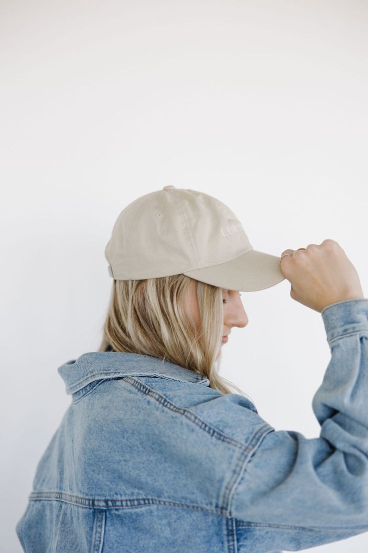 A cute baseball hat is a closet essential. Perfect for those unwashed hair days where you need to look put together without having to take a shower. We are so excited for you to rep our custom Luminous hat! Dad hat fit Adjustable strap with antique buckle Head circumference: 20 ½” - 21 ⅝” Soft-washed Dad Hat For Summer, Everyday Soft-washed Cotton Hat, Soft-washed Baseball Cap For Everyday, Soft-washed Cotton Baseball Cap For Summer, Cute Baseball Hats, Vintage Soft-washed Baseball Cap, Closet Essentials, Take A Shower, Black Logo